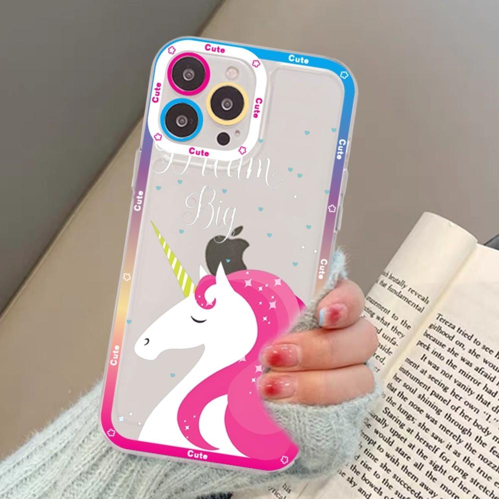 Cartoon unicorn Phone Case For iPhone 15 13 14 Pro Max XS XR 12 11 Pro 13 Mini Soft Clear Back Cover