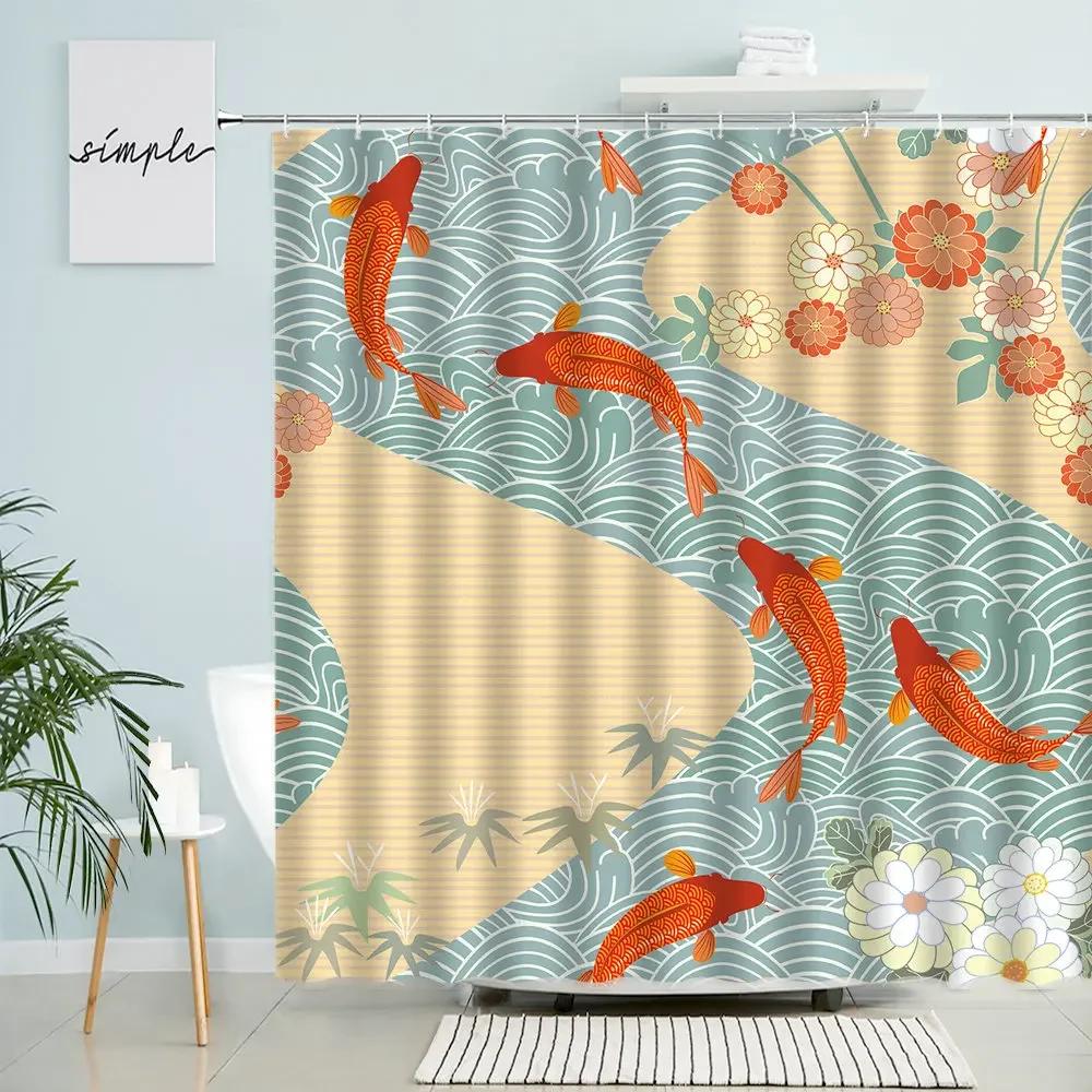 

Мультяшная шторка для душа с океанской волной, навигация по Средиземному морю, абстрактная креативная тема, детская ванная комната, водонепроницаемый экран, домашний декор 90x180cm-35x70in