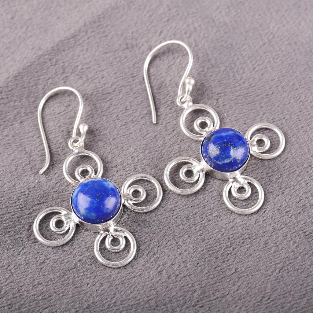 Lapis Lazuli Earrings Handmade Jewelry, 925 Solid Sterling Silver Earrings Designer Gemstone Jewelry Earrings, Gift For Mom