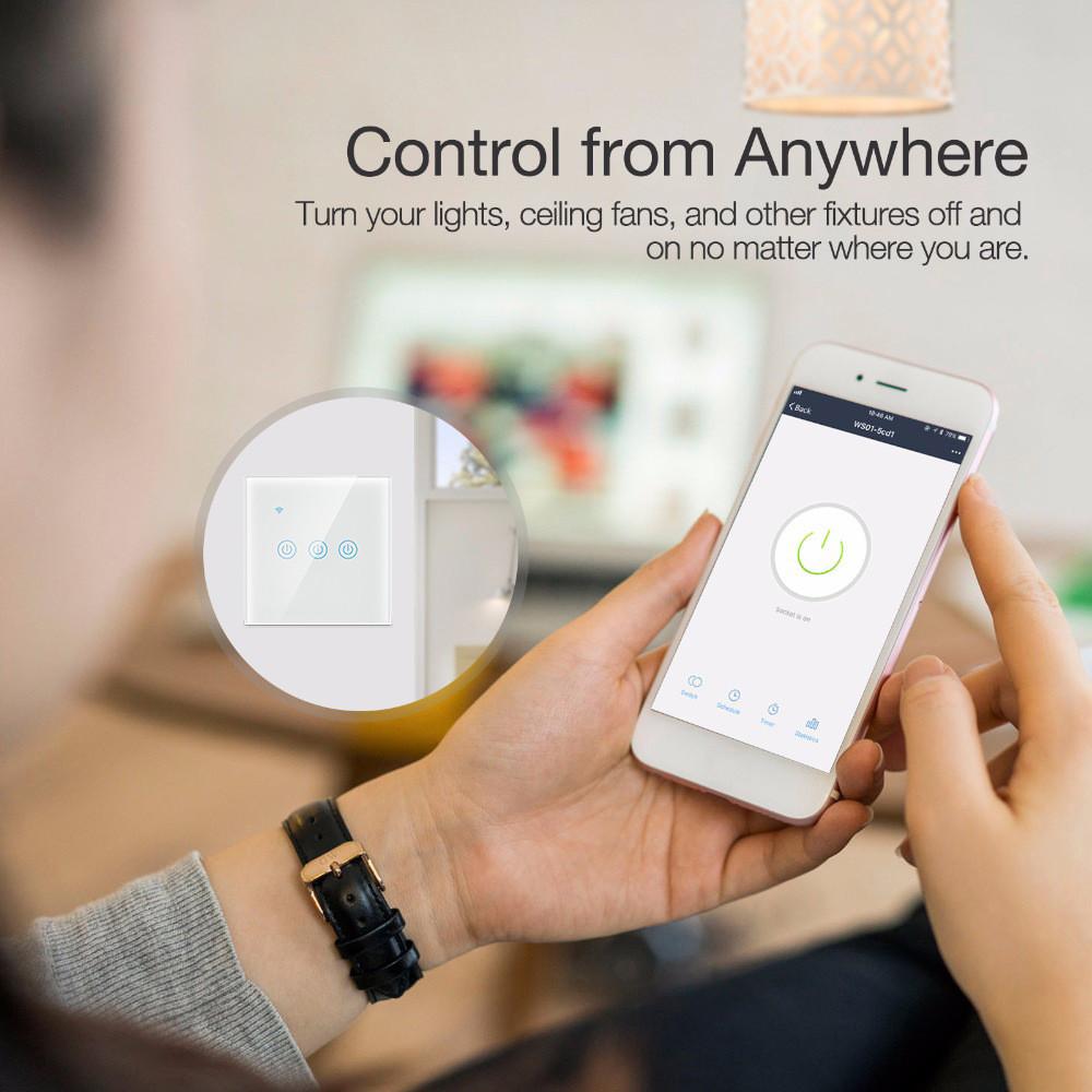 Golden Security for ZigBee Smart 3-way Touch Glass Wall Switch EU Style 250V Alexa Google Home Assistant