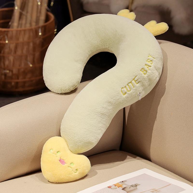 60x35cm Question Mark Plush Pillow Functional U Neck Pillow Stuffed Head Nap Support Creative Peluche Sofa Chair Decor
