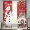 Christmas And Winter Snowman Poinsettia Curtains For Living Room Bedroom Home Decoration Window Voile Tulle Curtain Drapes