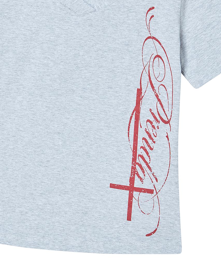 PRENDA Side Cross Polo Top Gray