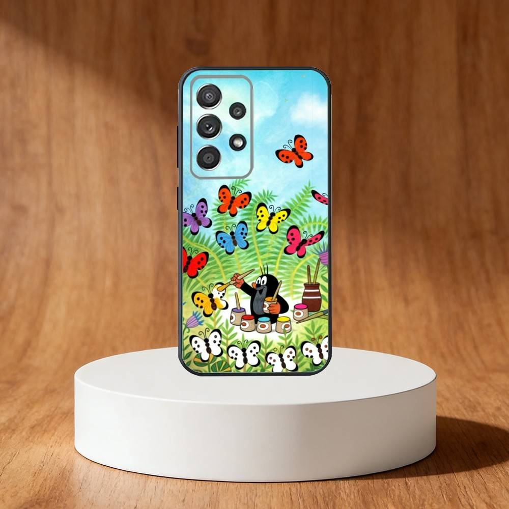 Cartoon cute Little M-Mole Phone Case For Samsung S25,S24,S21,S22,S23,S30,Ultra,S20,Plus,Fe,Note,10,9,5G Black Cover