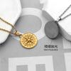 Men's Hip Hop Stainless Steel Compass Pendant Necklace New 18K Gold Coin with Diamond Hiphop Fashion Chain Charm Jewelry