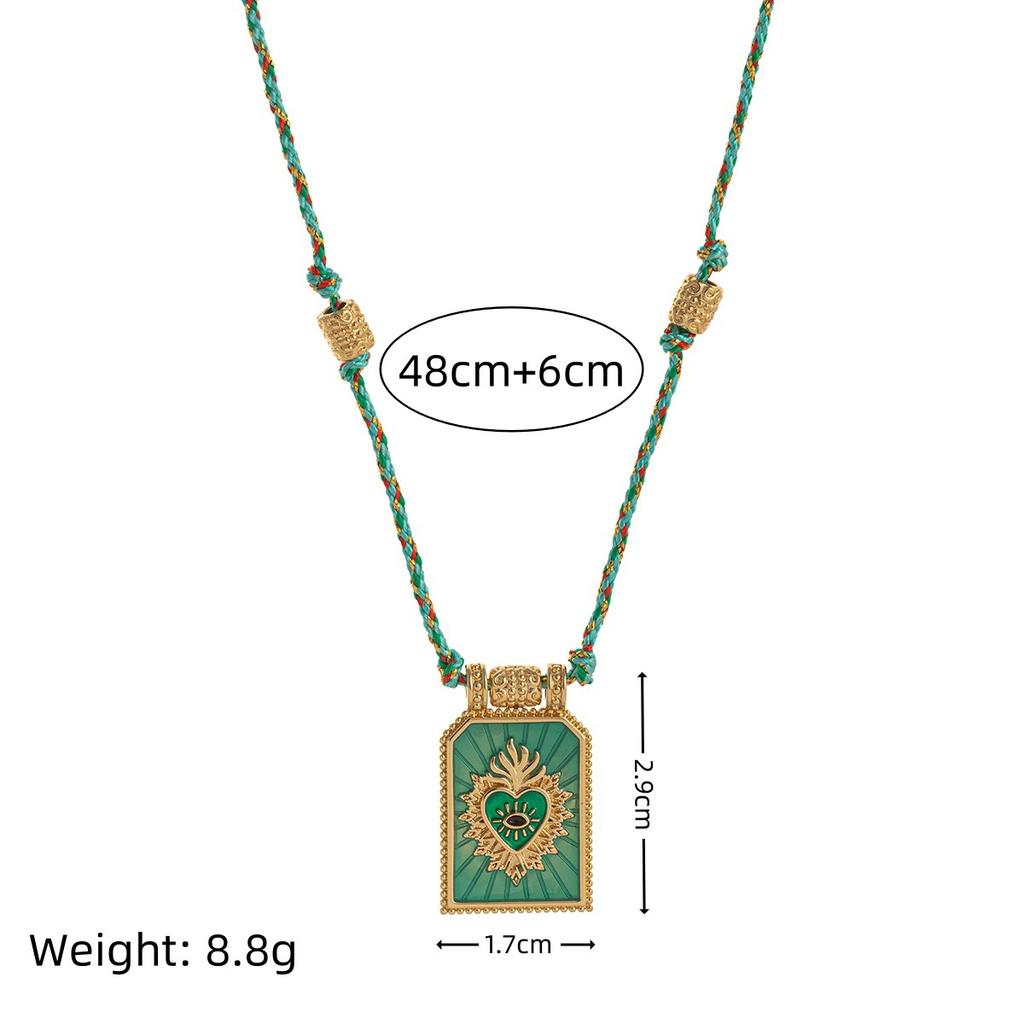 Stylish And Simple Color Rope Love Tarot Pendant Necklace Lucky Bead Chain Gold-Plated Color Retention