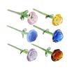 Miniature Crystal Rose Flower Figurine with Crystal Vase Handmade Rose Bouquet Gift for Mom Women Collectible Ornaments