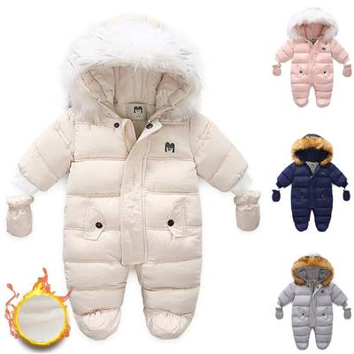 Kalın Sıcak Bebek Bebek Tulum Kapşonlu Polar Erkek Kız Kış Sonbahar Tulum Çocuk Giyim Çocuk Snowsuit