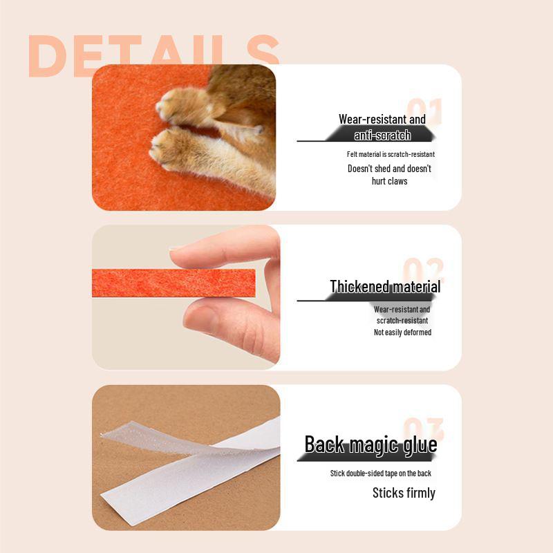 Wear-Resistant Felt Cat Climbing & Scratching Mat – Lint-Free Wall Sticker for Kittens and Cats