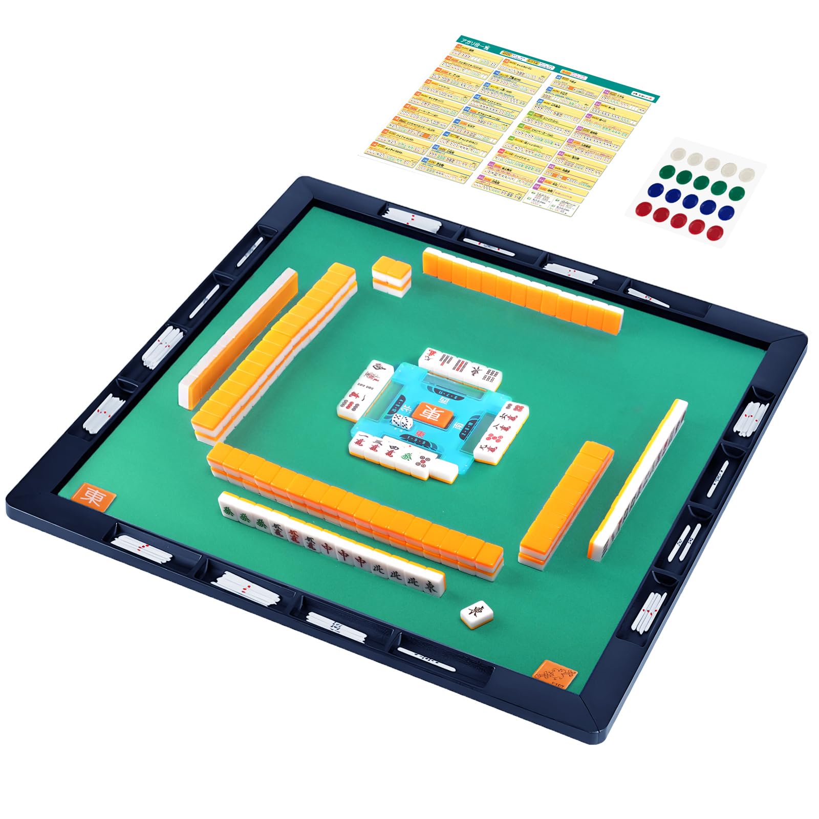 Mahjong Mahjong Set with Mahjong Support Wind Mahjong Tile Home Wind Storage Portable Carry Scoring Hand Yakitori Quiet Home Beginner Mahjong Tile