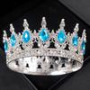 Corona de Boda Redonda Barroca Desfile Nupcial Tiara de Pedrería Cristal Coronas Tocados para Reinas y Reyes