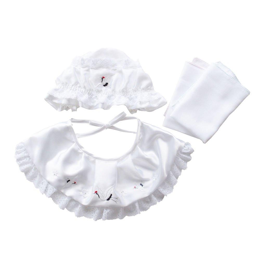 

Включает 5 марлевых комплектов детской шапочки и слюнявчика для новорожденного, вышитые носовые платки. визит малыша. кран. белый