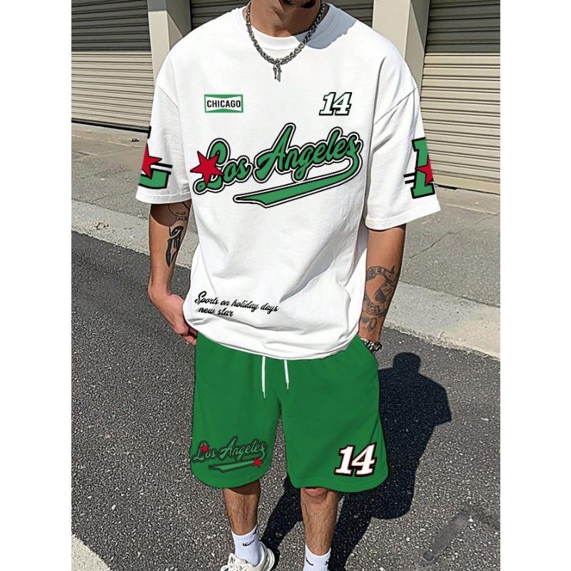 

LOSANGLES NO.23 Print Men S Summer Casual Short Sleeve T-Shirt Shorts Set Adult Basketball JoggingOversized 2 Piece Set Clothes 6XL