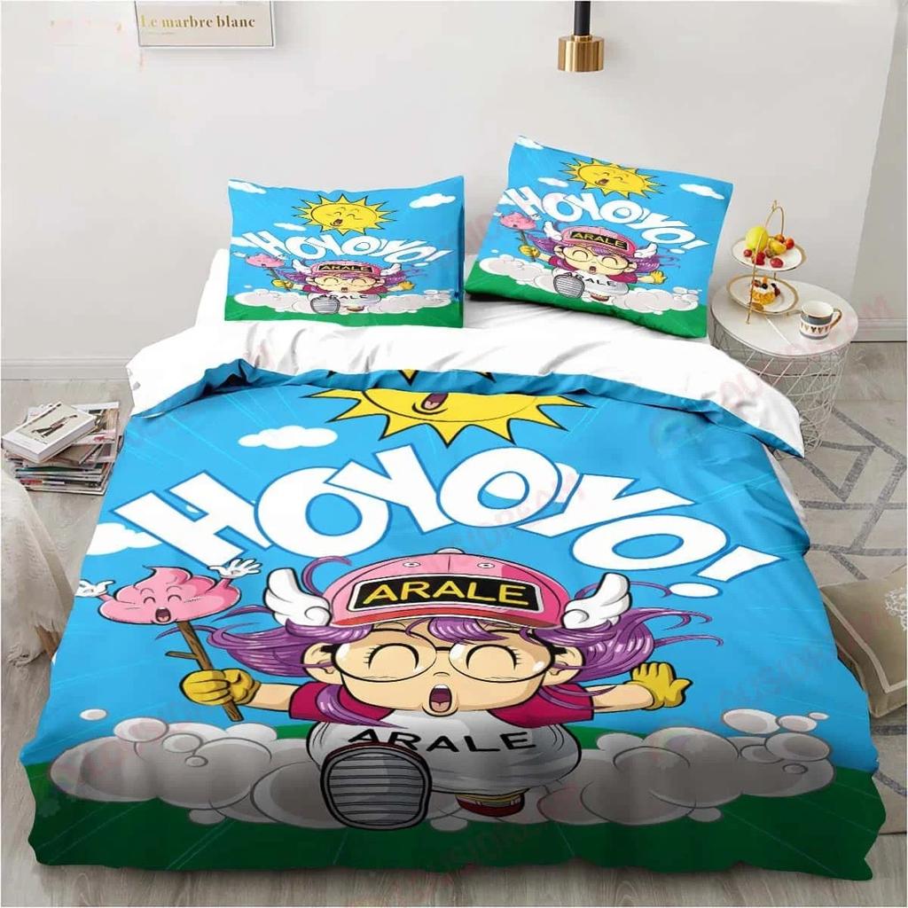 3D Cartoon DR S-Slump Arale Bedding Set King Twin Double Microfiber Duvet Cover Sets for Kids