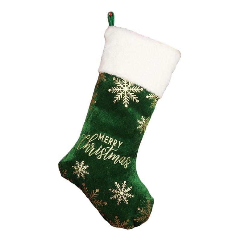 

Christmas Velvets Stocking Candy Snacks Gift Packagings Bag Supplies for Door Window Wall Decoration Supplies зелёный