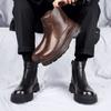 Herren Echtleder Retro Schlichte High-Top Dicksohlige Freizeitschuhe Stiefeletten