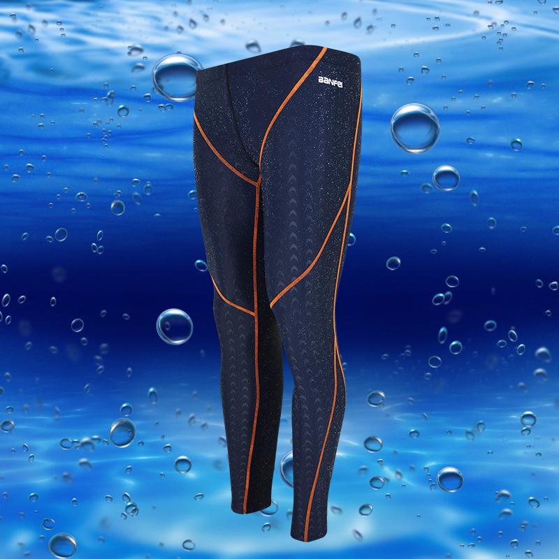 Men's Quick-Dry Water-Repellent Sharkskin Long Leg Swim Trunks for Competition, Winter Swimming, Diving, and Surfing