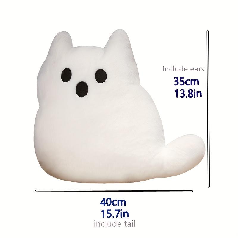 Quirky Ghost Cat Plush Pillow,with Sewn Closure, for Halloween Christmas Party Decor, Sofa Living Room Bedroom Accent