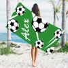 Individuelles Fußball Strandtuch Personalisierter Namensdruck Weich Schnelltrocknend Großes Badetuch für Sportfans Kindergeschenk