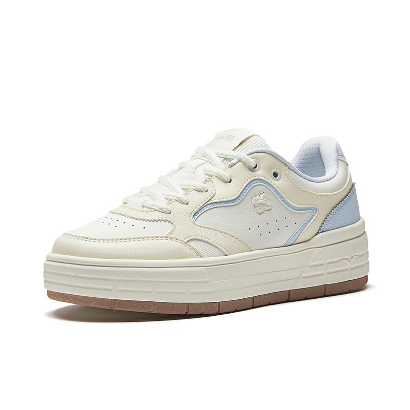 Anta Bright Moon Synthetic Leather Low Top Skateboard Shoes Women's White Ice Blue 122548032-3