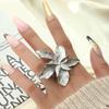 Five-petal Flower Three-dimensional Flower Open Ring Exaggerated Ins Metal Style Winding Ring