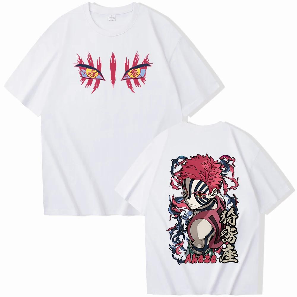 

Summer men s Japanese Demon Slayer Akaza character anime printed round-neck short-sleeved T-shirt, 100% pure cotton 2D clothing 4XL