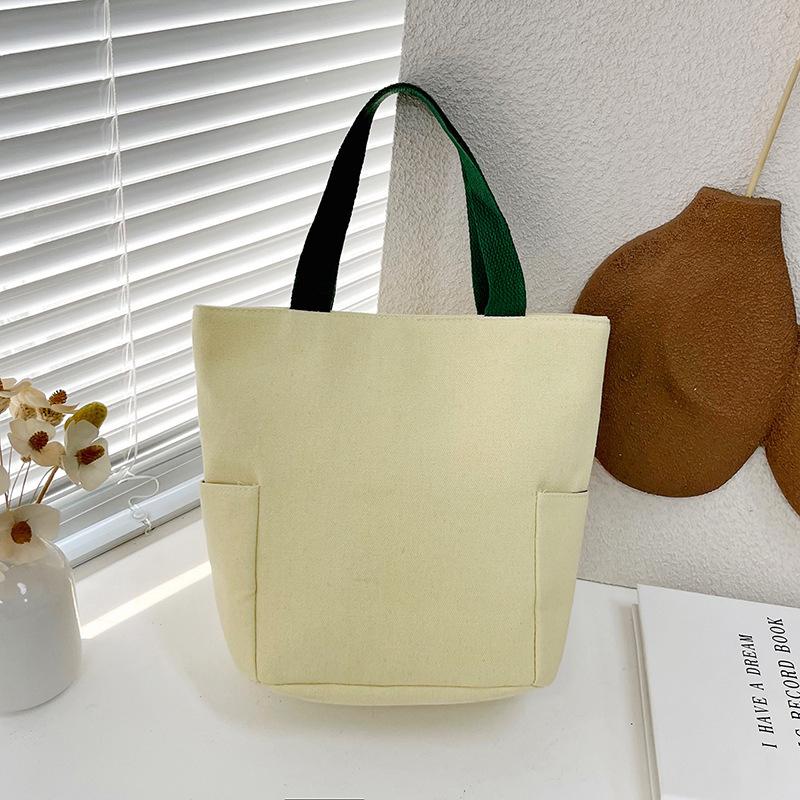 Handbag Bucket Canvas Bag New Fashion Bento Small Square Bag Blank Solid Color Cloth Bag