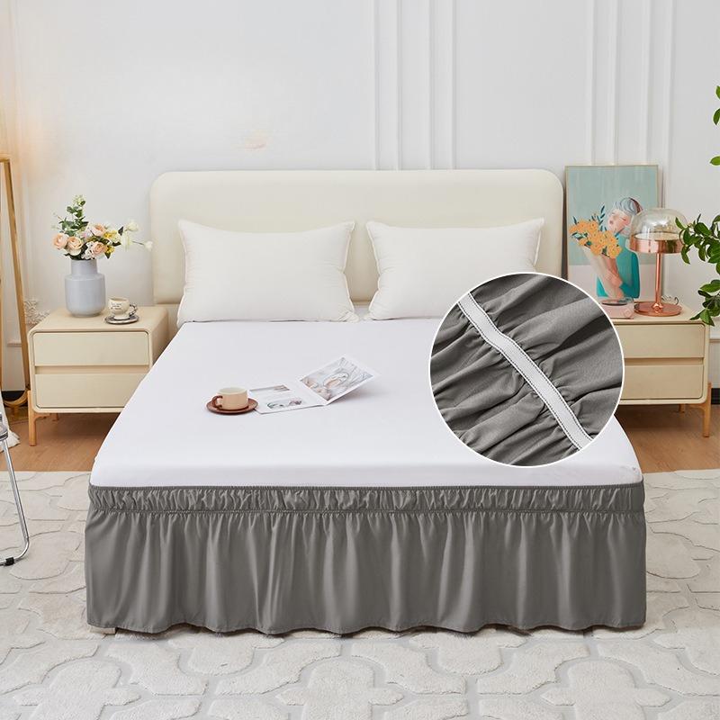 King Queen Twin Wrap Around Dust Elastic Ruffle Bed Skirt Bedding for Easy Fit Wrinkle-Free Washable Fade Resistant Home Decor