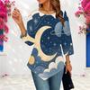 Ladies Plus Size Three Quarter Sleeve Top Pointed Hem Breathable Loose Casual For Daily Commute