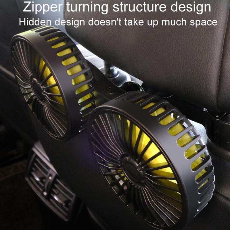 Car Seat Cooling Fan USB Dual Head Fan 360 Degree Rotation Neck Cooler Automotive Electric Fan 3 Speeds Car Accessories