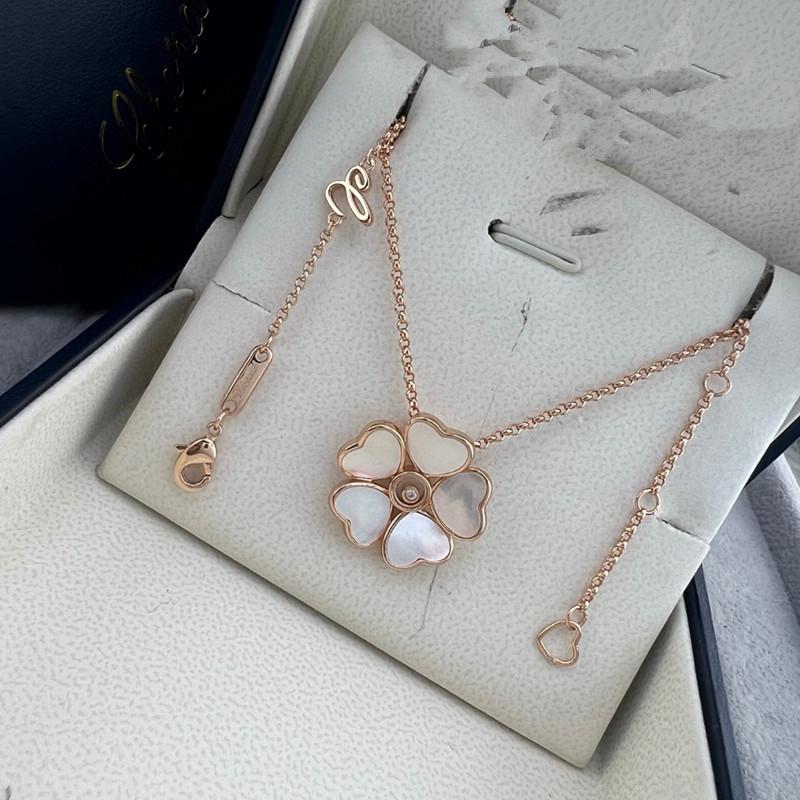 Xiaojia Five Hearts Pendant Necklace In Gold with Mother-of-Pearl and Red Agate