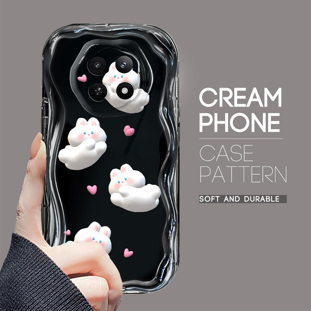 Cartoon Pattern Cream Texture Casing Wavy Edge Soft Silicone Cover Phone Case for OPPO Reno Realme OnePlus Vivo