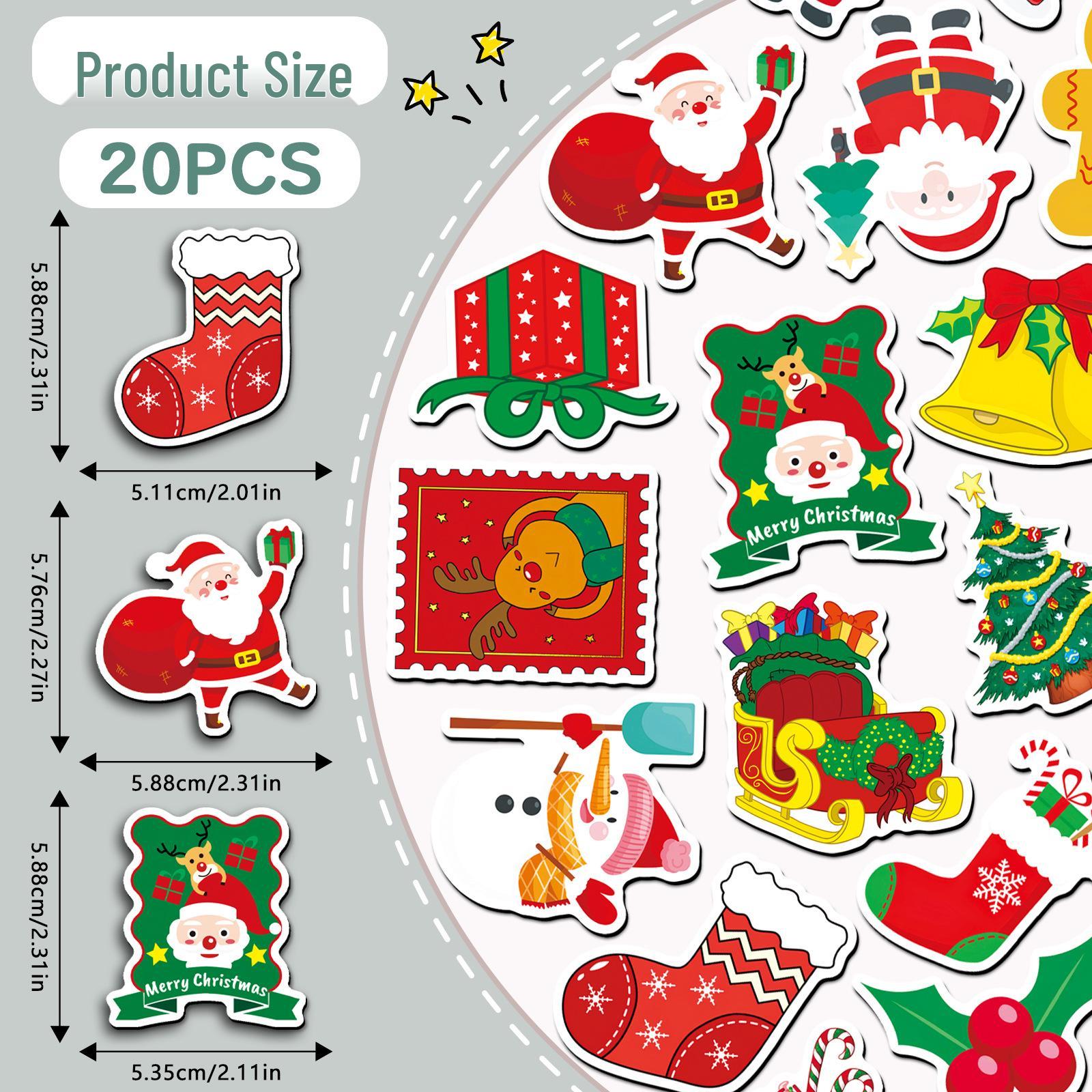 20-Piece Waterproof Christmas Cartoon Refrigerator Magnet Set