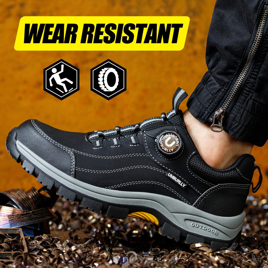 Men Women Steel Toe Safety Shoes Rotating Push Button Puncture Proof Work Sneakers Breathable Anti-smash Anti-stab Construction Security Shoes