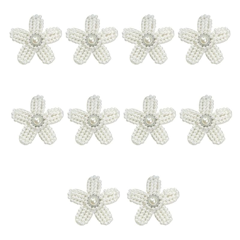 10 Pcs Handmade Sewing Patches Imitation Pearls Flower Patches for Clothing Jeans Hat Bag Lovely Decorative Patches