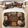 Kätzchenmuster Bettwäsche Steppdecke Set Bettbezug Kissenbezug Heimdekoration Geburtstagsgeschenk (1 Bettbezug + 2 Kissenbezüge, ohne Füllung)