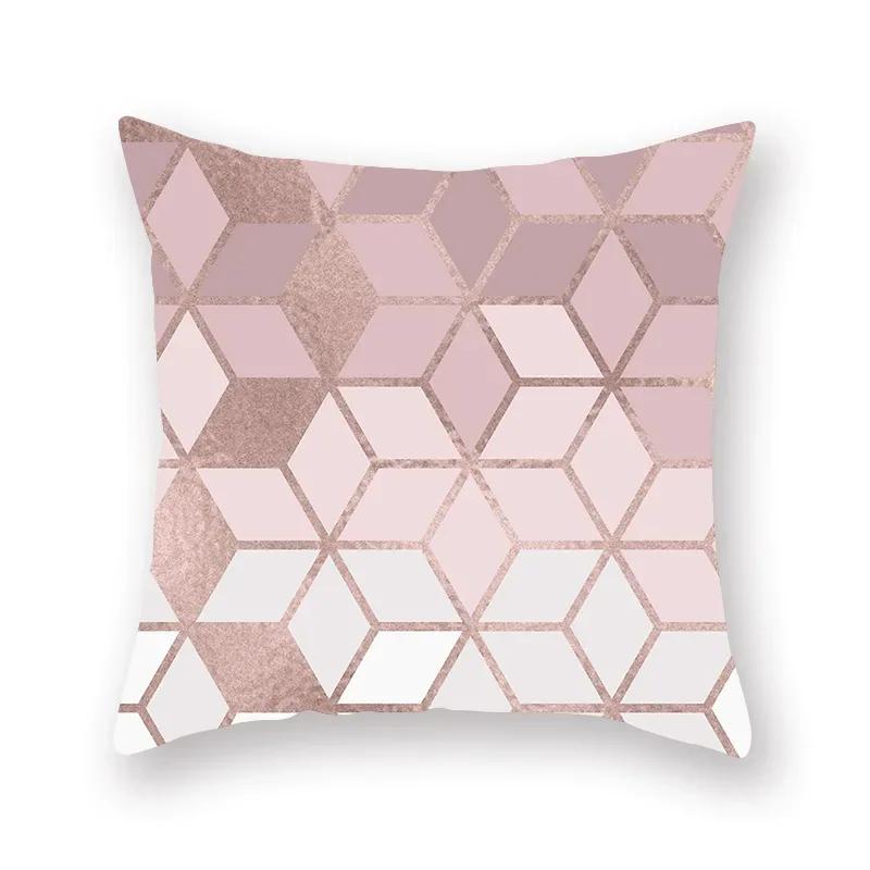 Rose Pink Geometric Marble Cushion Covers Hot Modern Nordic Decorative Throw Pillow Covers Sofa Car Seat Home Pillowcase 45*45Cm