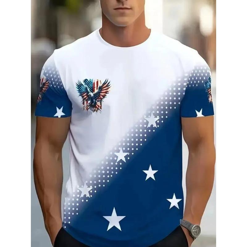 Summer New Men's Contrasting Color Splicing Short-sleeved Top Trendy Fashion Urban Street Casual T-shirt