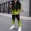 Fashion Flame 3D Print Hoodie Pant Sets Men Casual Hip-hop Sweatshirts Sweatpants Two Piece Suits Tracksuit Man Street Clothing