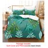 Quilt Duvet Cover Bedding Set Pillowcase Linens Green Plant 3D Queen King Size Double Bed Full Single 220x240 200x200 Bedroom
