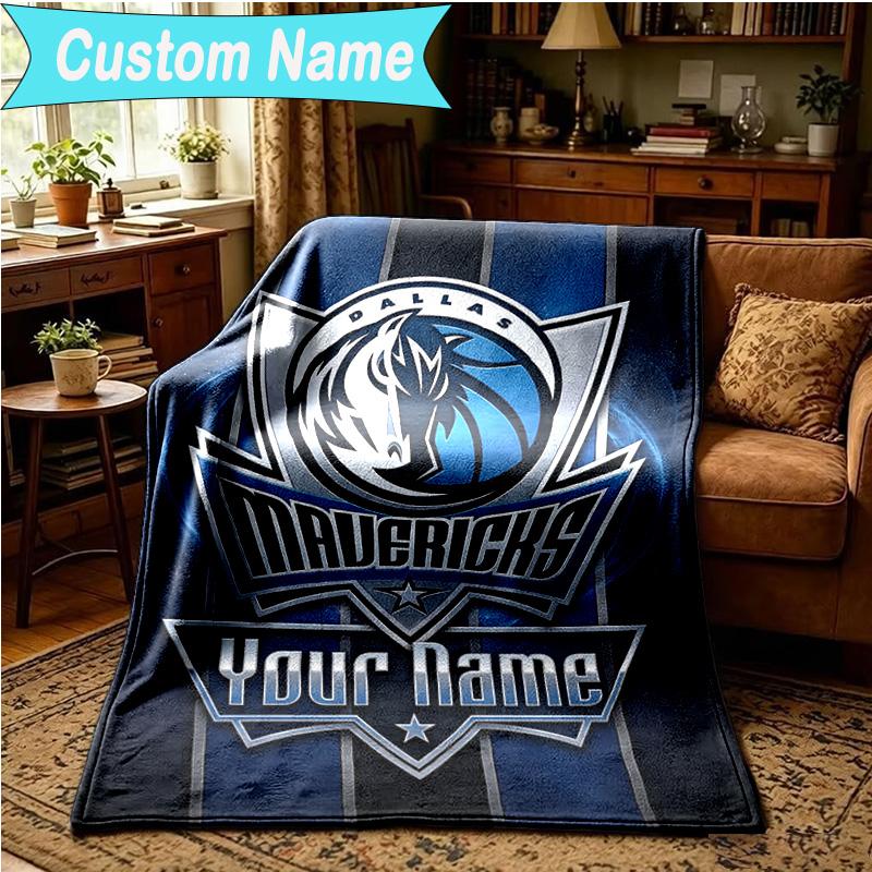 1PC Custom Name Blanket MAVERICKS BASKETBALL TEAM Flannel blankets Patterns Throw Blanket All-Season Soft Gift for Couch, Bed, Camping, Birthday gifts