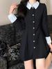 Hepburn Style Black Long Sleeve Petite Dress for Women - Autumn/Winter 2025
