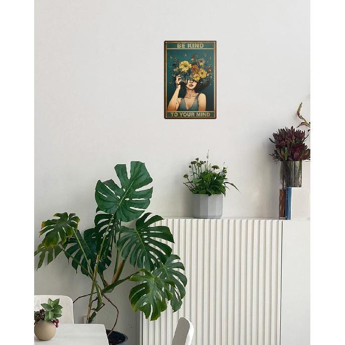 ALKB Vintage Metal Sign Be Kind to Your Mind Poster Gift for Women Office Bedroom Wall Decor 8x12 Inch