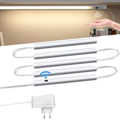 EU-Netzteil LED-Licht unter dem Schrank Licht Bar Lampe Lumiere LED Schrank Licht 12V Hand Sweep Lichter Bewegungssensor Schlafzimmer Küche Licht