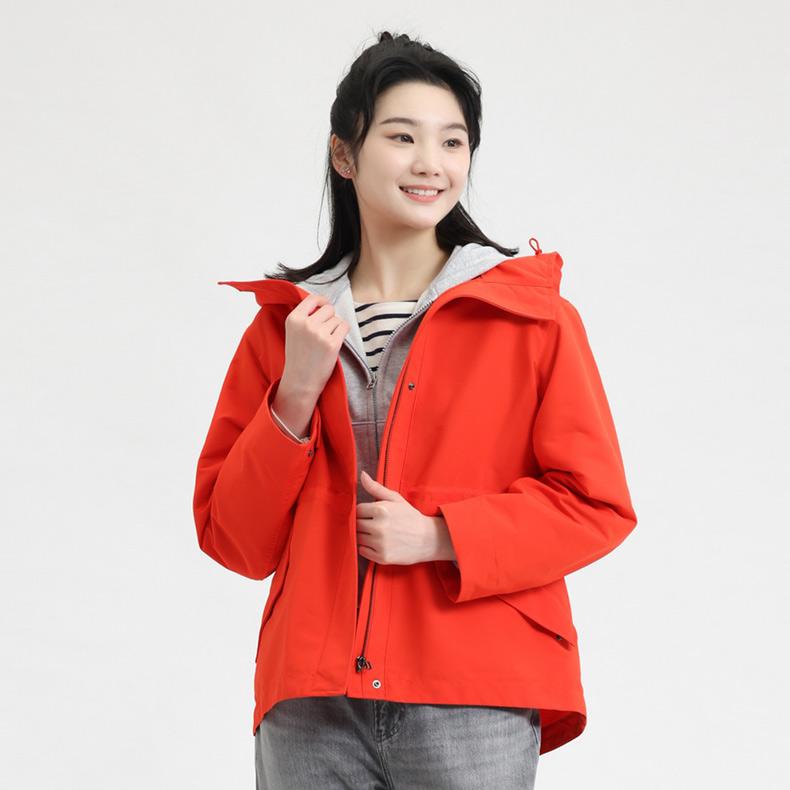 UNIQLO Solid Color Drawstring Design Hooded Jacket Women jackets Orange 456088-25