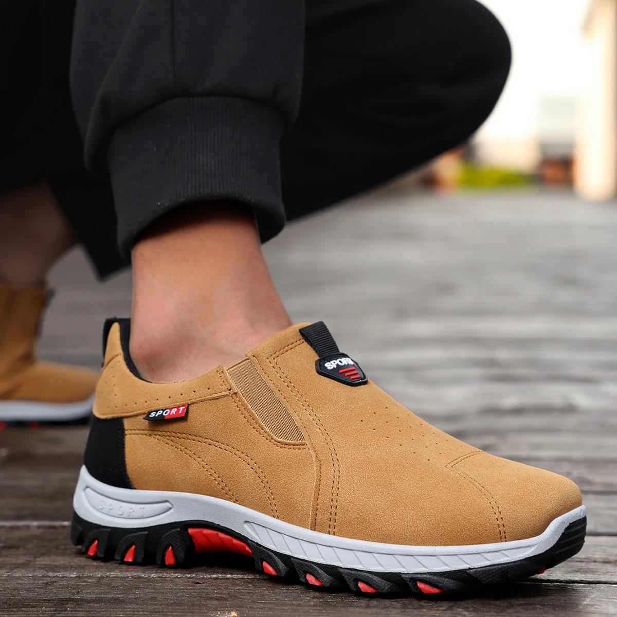 

Summer New Men s Casual Shoes Soft Sole Lightweight Suede Cloth Slip on Running Shoes 47