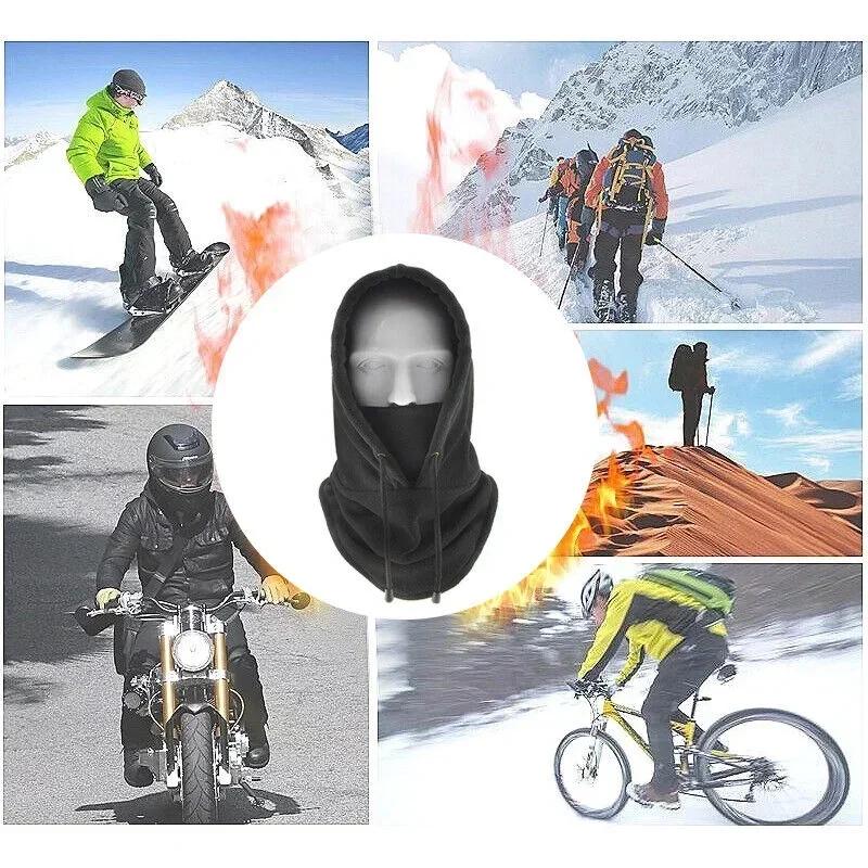 Outdoor Winter Thermal Fleece Balaclava Scarf Ski Face Mask Neck Warmer Snood Hood Hat Windproof Cold Warm Riding Cap Sports