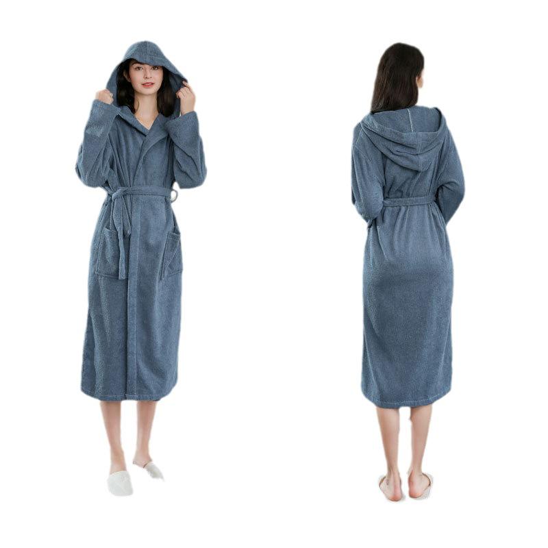 Breathable Absorbent Couple's Bathrobe – Loose-Fit, Soft Towel Material for Hotels or Home