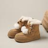 Leather Platform Snow Boots Women's Winter New Velvet Thermal Cotton Shoes Non-slip Short Boots Lamb Wool Boots