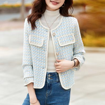 Veste courte en Tweed de style français pour femme, à la mode et élégante